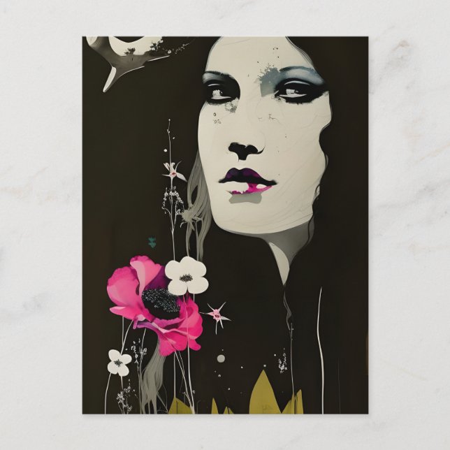 Woman and Flowers Postcard (Front)