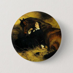 Woman and Horse 2 Inch Round Button