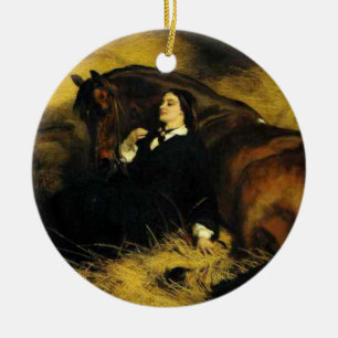 Woman and Horse Ceramic Ornament