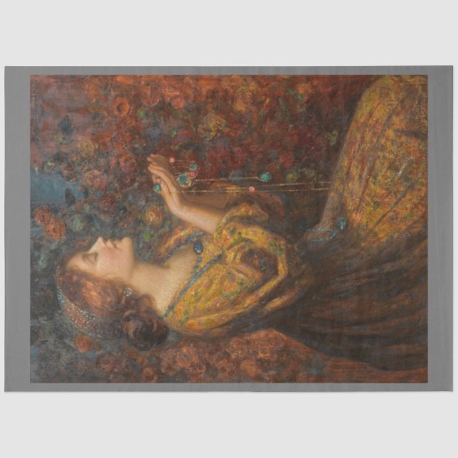 Woman and Jewels decoupage paper (Front)