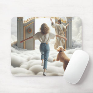 Woman and Labradoodle At Heaven's Gate Mouse Pad