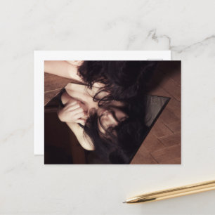 Woman and mirror postcard