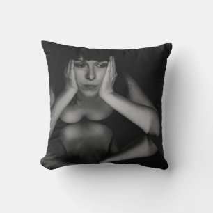 Woman and mirror throw pillow