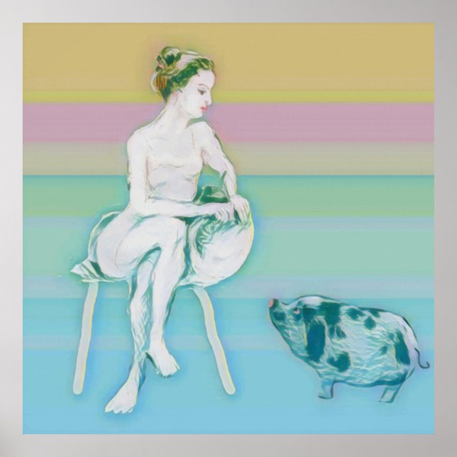 Woman and Pig Poster (Front)