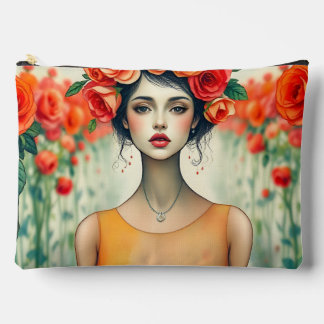 Woman and Roses Accessory Pouch