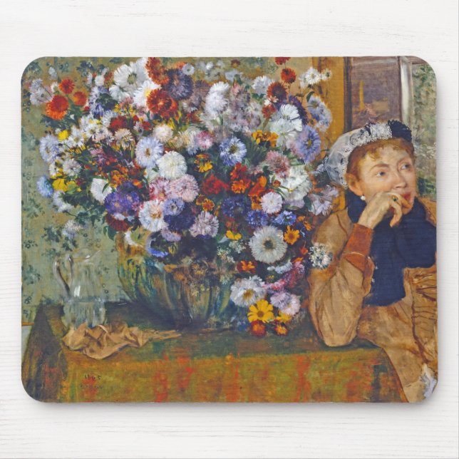 Woman and Vase of Flowers, Edgar Degas Mouse Pad (Front)