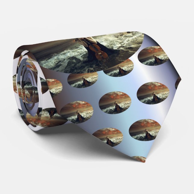Woman and Violin in the Ocean Tie (Rolled)