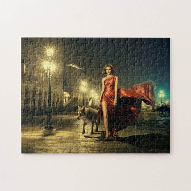 Woman and Wolf Jigsaw Puzzle (Horizontal)