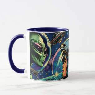 Woman Astronaut Meets Extraterrestrial Alien  Mug