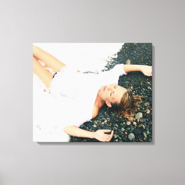 Woman at beach canvas print (Front)