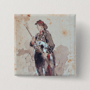 Woman at the Hotel de Ville 2 Inch Square Button