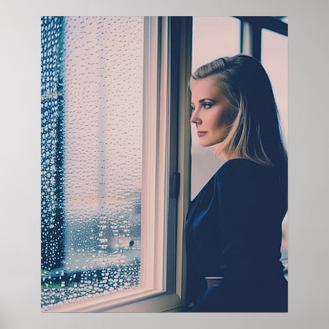 Woman At Window AI Art Poster (Front)
