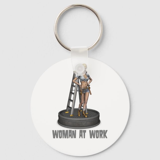 woman at work keychain (Front)