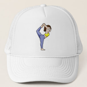 Woman at Yoga Stretching exercises Legs Trucker Hat