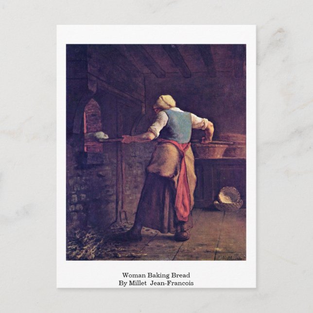 Woman Baking Bread By Millet (Ii) Jean-Francois Postcard (Front)
