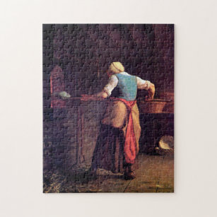 Woman Baking Bread, Jean-Francois Millet Jigsaw Puzzle
