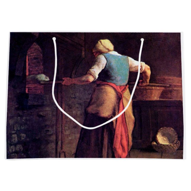 Woman Baking Bread, Jean-Francois Millet Large Gift Bag (Front)