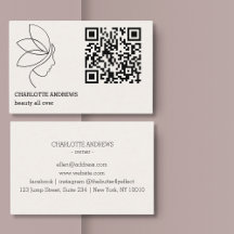 Woman Beauty Line Art QR Code Beige