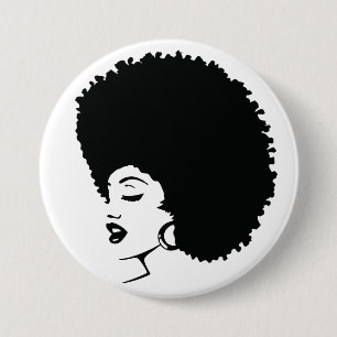 Woman Black Power 3 Inch Round Button