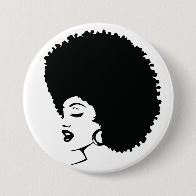 Woman Black Power 3 Inch Round Button (Front)