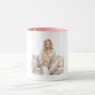 Woman Blush Movie Time Popcorn Mug