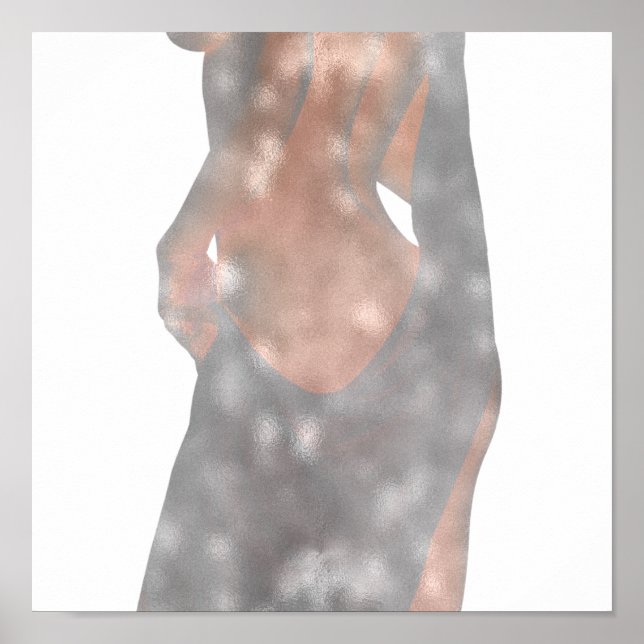 Woman Body Study Pink Rose Grey Delicate Ombre Poster (Front)