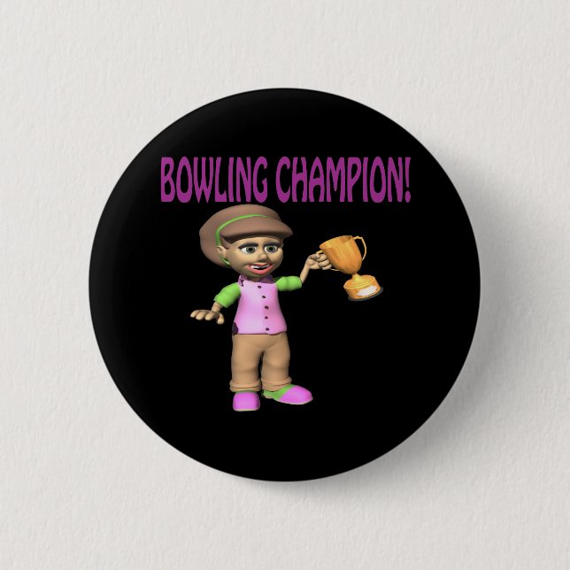Woman Bowling Champion 2 Inch Round Button (Front)