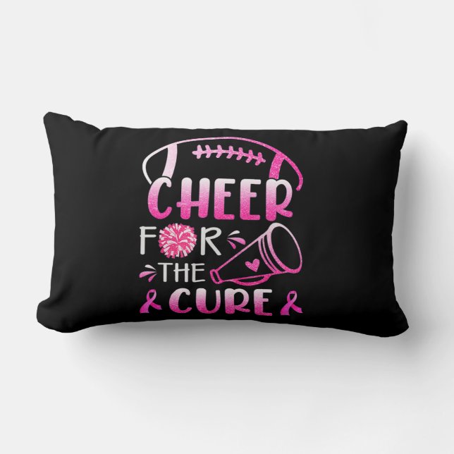 Woman Breast Cancer Awareness Cheer For The Cure T Lumbar Pillow (Front)