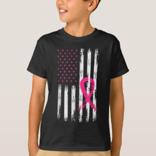 Woman Breast Cancer Awareness Vintage American Fla T-Shirt