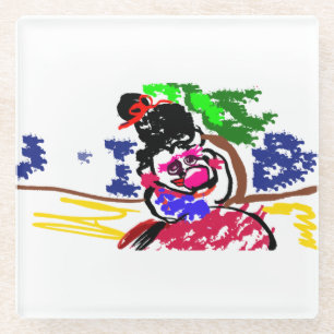 Woman bubble gum beach glass coaster