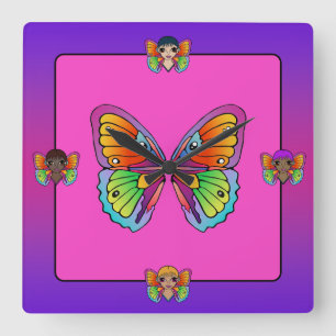 Woman Butterfly Clock