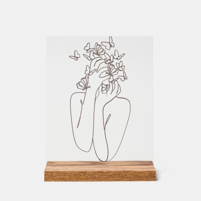 Woman Butterfly Transformation Acrylic Art Sign (Front)