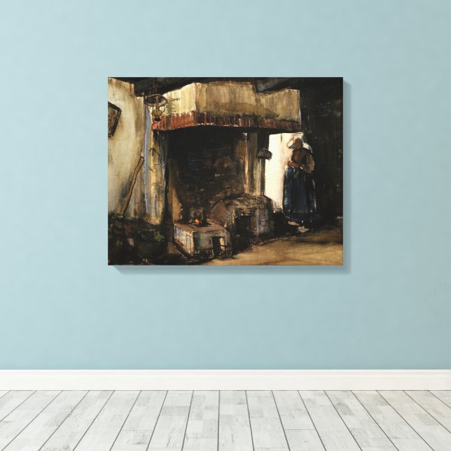 Woman by a Hearth by Vincent van Gogh Canvas Print (Insitu(Wood Floor))