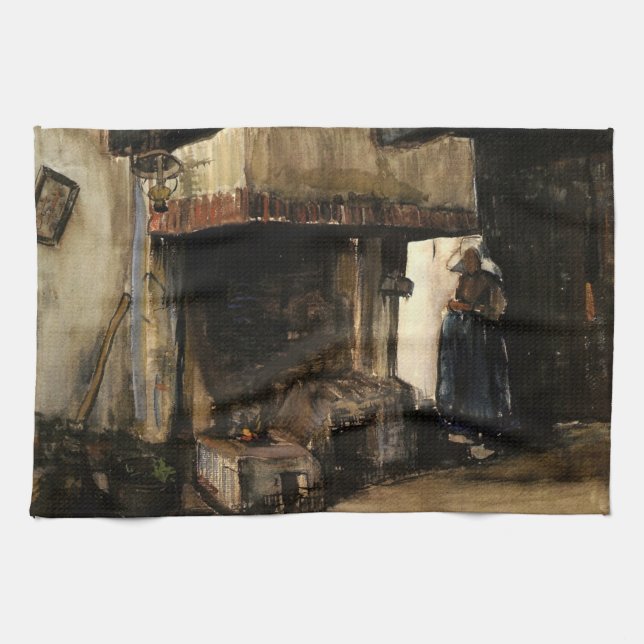 Woman by a Hearth by Vincent van Gogh Kitchen Towel (Horizontal)
