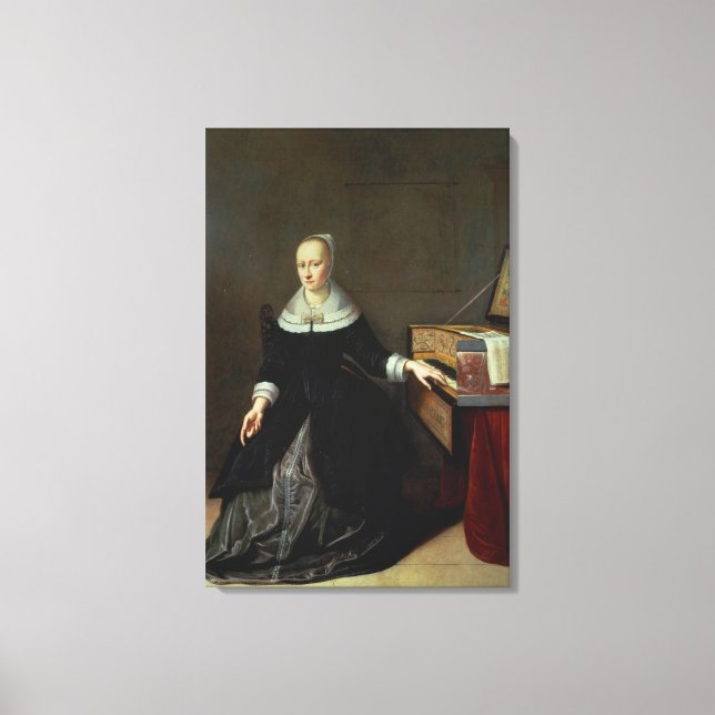 Woman by a Virginal Canvas Print (Front)