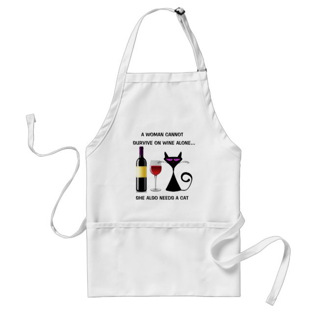 Woman Cannot Survive on Wine Alone Apron (Front)