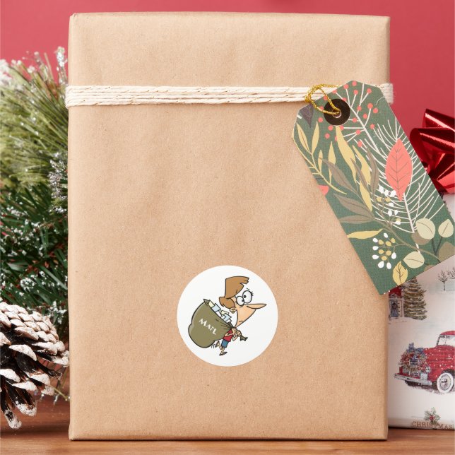 Woman Carrying Mailbag Stickers (Holiday)
