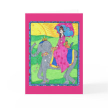 Woman, Cat, Elephant, India Greeting Card