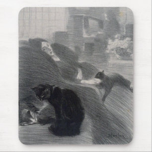 Woman & Cats, Alexandre Steinlen Mouse Pad