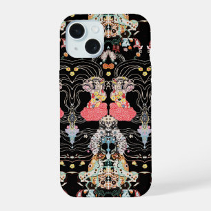 WOMAN,CENTAUR FLORAL Red Black White Klimt Pattern iPhone 15 Case