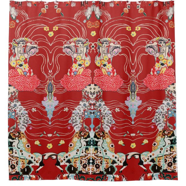 WOMAN,CENTAUR FLORAL Royal Red White Klimt Pattern (Front)