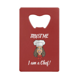Woman Chef Credit Card Bottle Opener