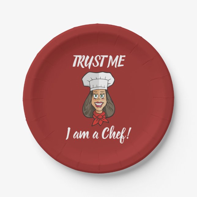 Woman Chef Paper Plate (Front)