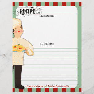 Woman chef pasta Italian food recipe letterhead