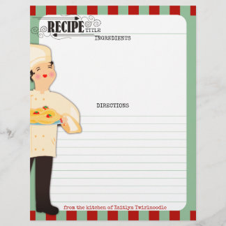 Woman chef pasta Italian food recipe letterhead