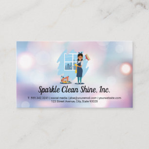 Woman Cleaner   House Keeping Services Business Card