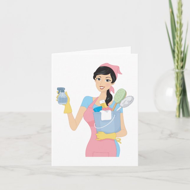 Woman Cleaning Card (Front)