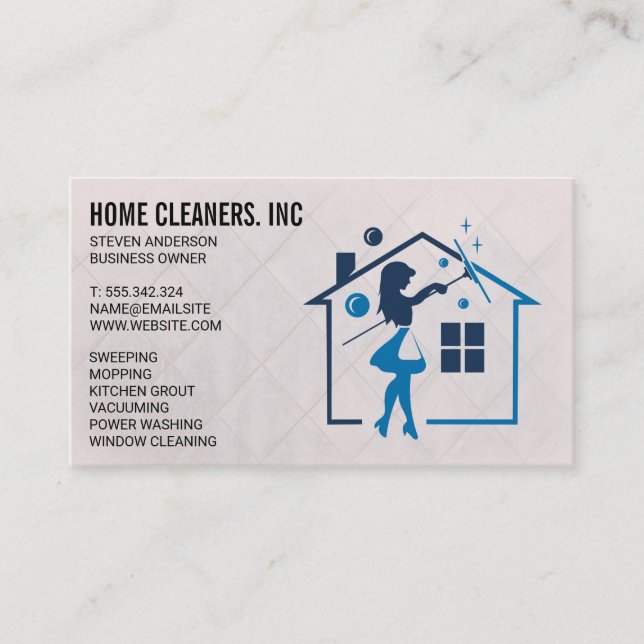 Woman Cleaning Home | Maid Service Business Card (Front)