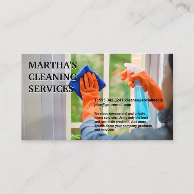 Woman Cleaning House Business Card (Front)