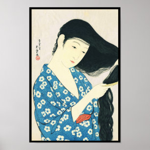Woman Combing Her Hair Hashiguchi Goyo Poster